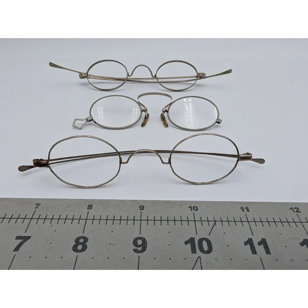 Vintage Metal Wire Rim Round Glasses Nose Rest‎ Bridge Lot of 3